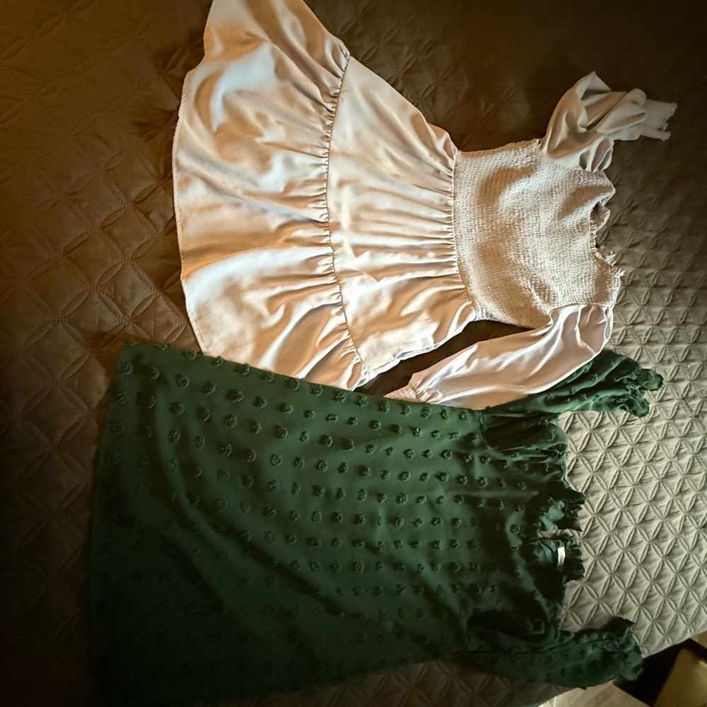 Periwinkle Dress & Green Dress